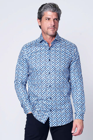 Long Sleeve Casual Shirt in Blue Print