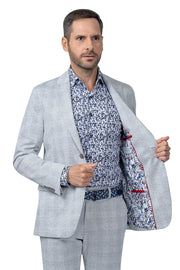 Norfolk Grey Plaid Stretch Sport Coat