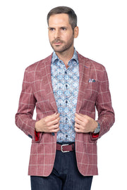 Portland Red Windowpane Stretch Sport Coat