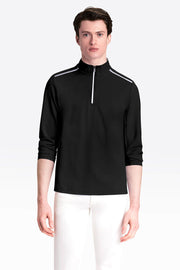 Long-Sleeved Quarter Zip Mock Neck Pullover in 2 Colours