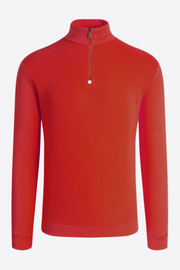 Long-Sleeved, Quarter-Zip Cotton Sweater True Red