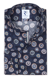 Long-Sleeved Sport Shirt Multicolour Graphical Print on Navy