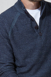 Hidden Zipper Button Closure Quarter Zip Sweater in 2 Colours