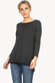 Pima-Cotton Long-Sleeved, Boat-Neck T-Shirt Two Colours