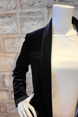Double-Breasted Velvet Soft Jacket Black