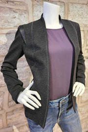 Double-Knit Hip-Length Jacket Charcoal