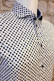 Long-Sleeved Knit Shirt with Blue-Dot Print