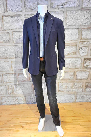 Technical-Fabric Sport Coat with Removable Bib Navy