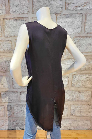 Sleeveless Top with Front Knot Charcoal