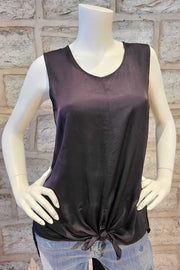 Sleeveless Top with Front Knot Charcoal