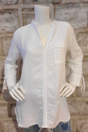 Long-Sleeved Cotton Top White