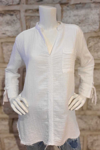 Long-Sleeved Cotton Top White