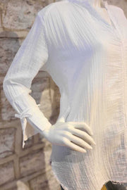 Long-Sleeved Cotton Top White