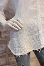 Long-Sleeved Cotton Top White