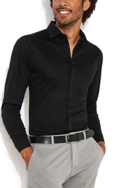 Solid Jersey Shirt with Kent Collar