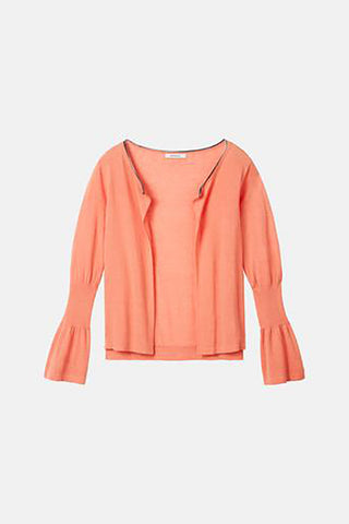 Long-Sleeved Cardigan in Neon Coral