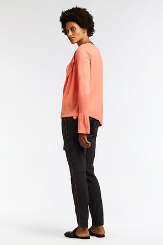 Long-Sleeved Cardigan in Neon Coral