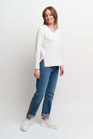 Soft and  Stylish Cable Sweater in Off White