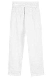 Linen Pant with Belt in White