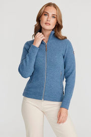 Claire Windproof Full-Zip Sweater in Fade Blue