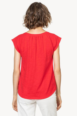 Short-Sleeved, Split-Neck T-Shirt Two Colours