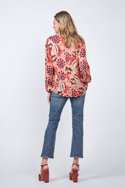 V-neck top with large floral print