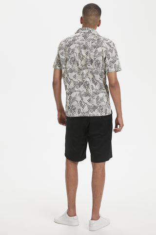 Throne Short-Sleeved Slim-Fit Shirt with Floral Print