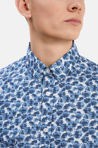 Trostol Long-Sleeved Shirt Dust-Blue Fauna Print