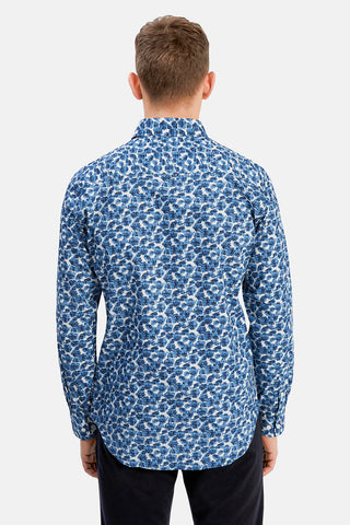 Trostol Long-Sleeved Shirt Dust-Blue Fauna Print
