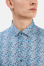 Trostol Long-Sleeved Sport Shirt Abstract Print Ink Blue