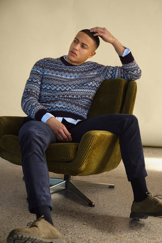 Triton Jacquard Knitted Wool Pullover