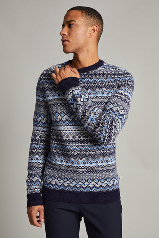 Triton Jacquard Knitted Wool Pullover