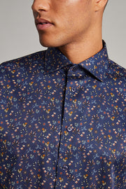 Long Sleeve Casual Shirt in Dark Navy Print