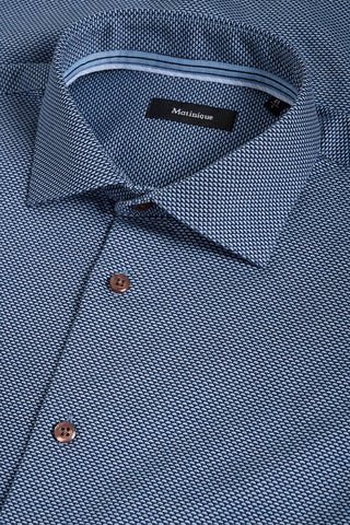 Long Sleeve Casual Shirt in Dark Navy Microprint