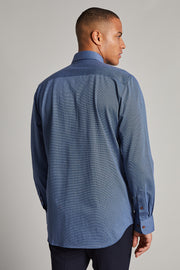 Long Sleeve Casual Shirt in Dark Navy Microprint