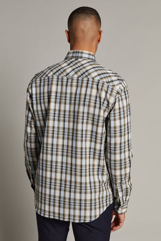 Trostol Long Sleeve Casual Shirt in Olive Check