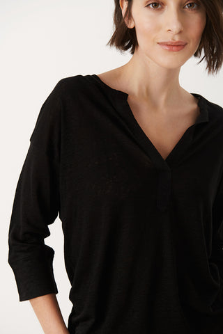 Petronelle Long Sleeve T-Shirt with Button Neck