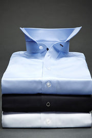 Dry & Fly Long-Sleeved Dress Shirt in White and Light Blue