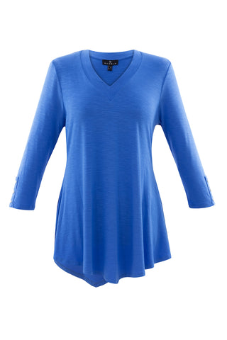 Asymmetrical Tunic Top with Three-Quarter Sleeves Four Colours