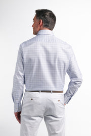 Kent Long Sleeve Dress Shirt in White/Blue Check