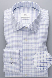 Kent Long Sleeve Dress Shirt in White/Blue Check