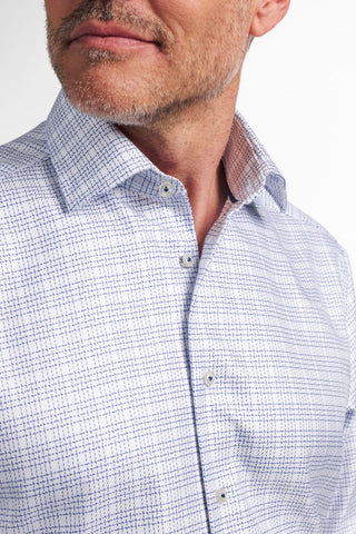 Kent Long Sleeve Dress Shirt in White/Blue Check