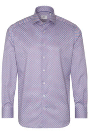 Long Sleeve Dress Shirt in Blue/Red Geo Print