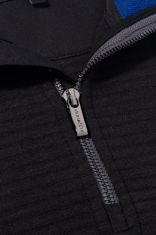 Long-Sleeved, Quarter-Zip Mock-Neck Sweater Black
