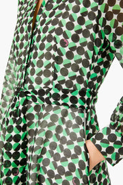 Gabbia Print Long-Sleeve Belted Midi Dress