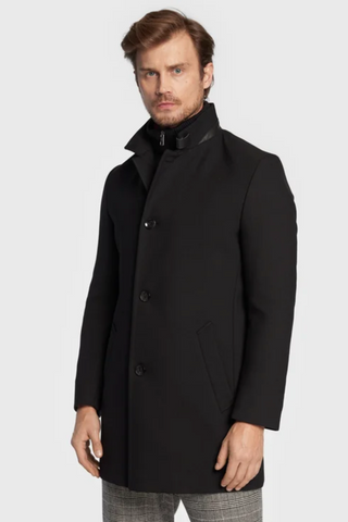 Bugatti Black Wool Coat