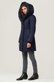 Camelia Slim-Fit Brushed Down Coat with Leather Trim
