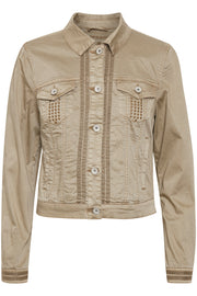 Long-Sleeved Cotton-Twill Cargo Jacket Lead Grey or White