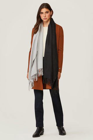 Déjah Two-Tone Fringed Ombré Scarf Black and Silver