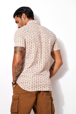Desoto Short Sleeve Shirt in Rust Palm Print